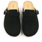 Will's Vegan Shop Clog Footbed Sandals Schwarz Veganes Wildleder Damen