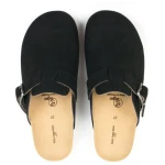 Will's Vegan Shop Clog Footbed Sandals Schwarz Veganes Wildleder Damen