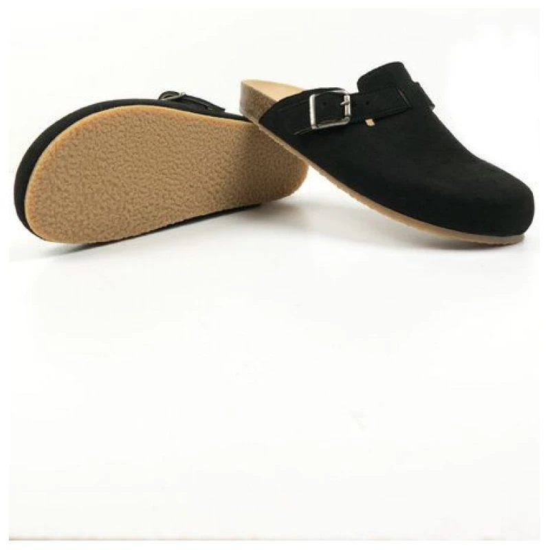 Will's Vegan Shop Clog Footbed Sandals Schwarz Veganes Wildleder Damen