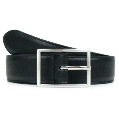 Will's Vegan Shop Geometrischer Gürtel, 3,5 cm Schwarz Herren
