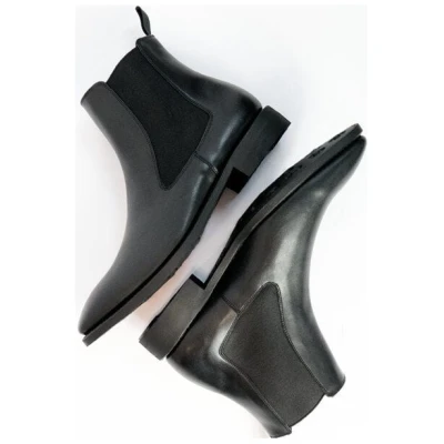 Will's Vegan Shop Goodyear Welt Chelsea-Boots Schwarz Herren