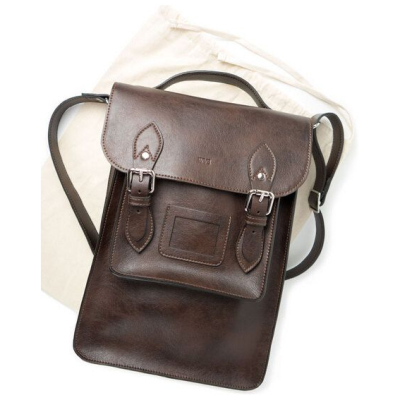 Will's Vegan Shop Großer Satchel-Rucksack Kastanie Herren