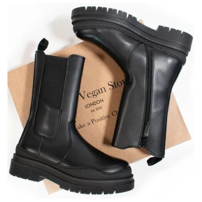 Will's Vegan Shop Halbhohe Chelsea-Stiefel mit Gleitsohl Damen
