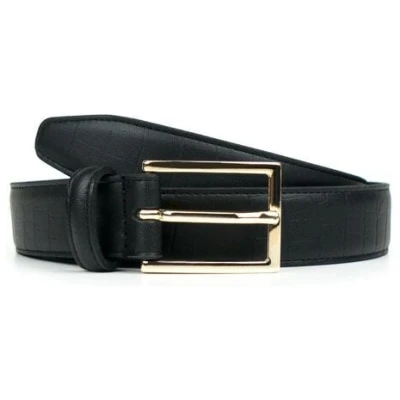 Will's Vegan Shop Luxuriöser Gürtel, 3 cm Schwarz Gold Damen