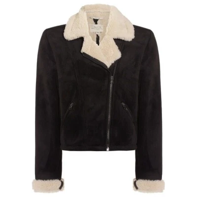 Will's Vegan Shop Recycelte Vegane Shearling Bomberjacke in schwarz
