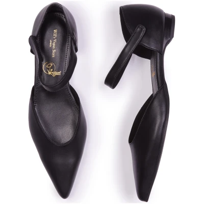 Will's Vegan Store Damen vegan Ballerinas Point Toe Schwarz