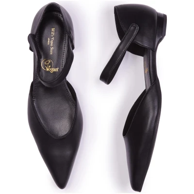 Will's Vegan Store Damen vegan Ballerinas Point Toe Schwarz