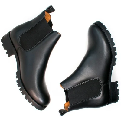 Will's Vegan Store Damen vegan Chelsea Boots Luxe Deep Tread Schwarz