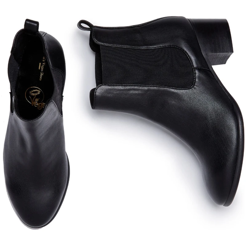 Will's Vegan Store Damen vegan Chelsea Boots Mandel Schwarz