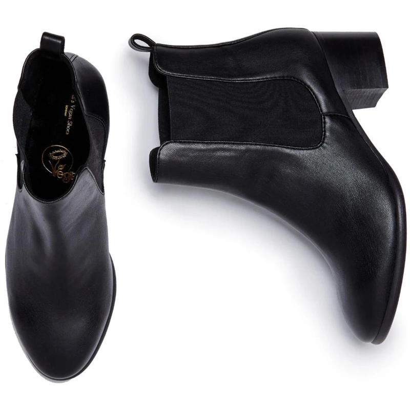 Will's Vegan Store Damen vegan Chelsea Boots Mandel Schwarz