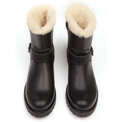 Will's Vegan Store Damen vegan Isolierte Biker-Stiefel Schwarz