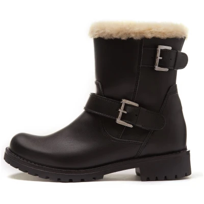 Will's Vegan Store Damen vegan Isolierte Biker-Stiefel Schwarz