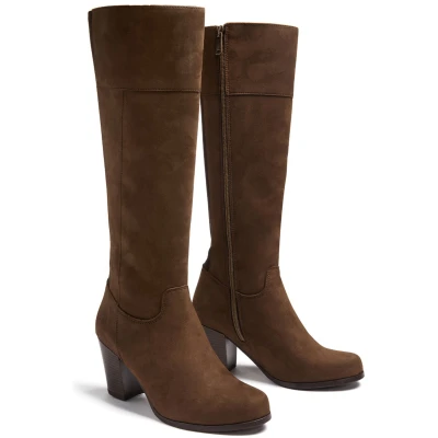 Will's Vegan Store Damen vegan Kniehohe Stiefel Mit Absatz Dunkelbraun
