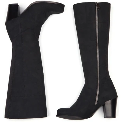 Will's Vegan Store Damen vegan Kniehohe Stiefel Mit Absatz Schwarz