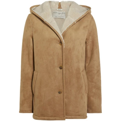 Will's Vegan Store Damen vegan Mantel Vegan Lammfell Braun