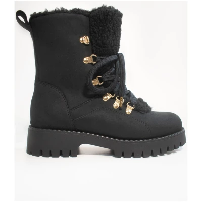 Will's Vegan Store Damen vegan Recycelte Vegane Shearling Stiefel Schwarz