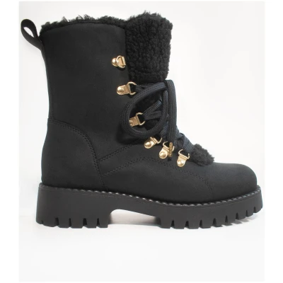 Will's Vegan Store Damen vegan Recycelte Vegane Shearling Stiefel Schwarz