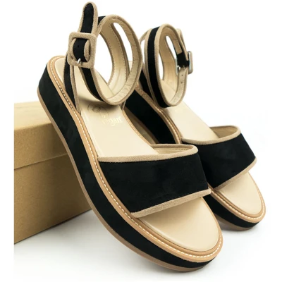 Will's Vegan Store Damen vegan Sandalen Beige & Schwarz