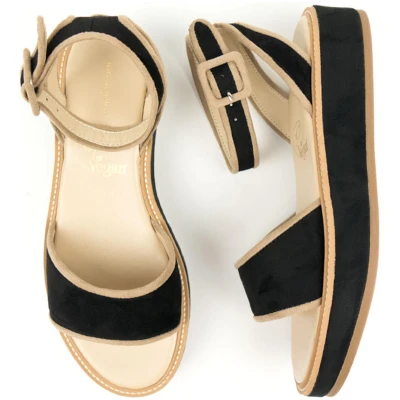 Will's Vegan Store Damen vegan Sandalen Beige & Schwarz