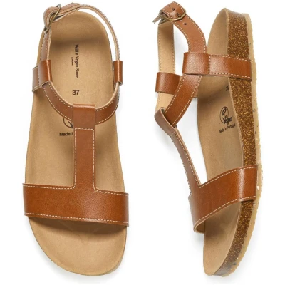 Will's Vegan Store Damen vegan Sandalen Fußbett Braun