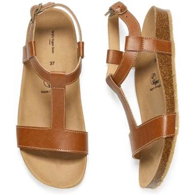 Will's Vegan Store Damen vegan Sandalen Fußbett Braun