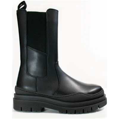 Will's Vegan Store Damen vegan Track Sole Chelsea Mid-Height Boots Schwarz