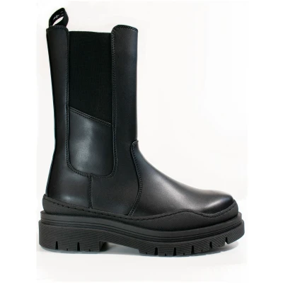 Will's Vegan Store Damen vegan Track Sole Chelsea Mid-Height Boots Schwarz