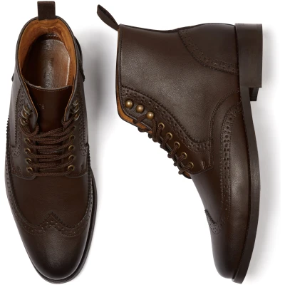 Will's Vegan Store Herren vegan Brogue-Stiefel Dunkelbraun
