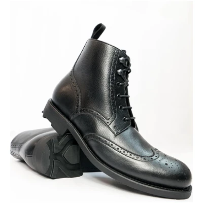 Will's Vegan Store Herren vegan Brogue Stiefel Goodyear Welt Schwarz