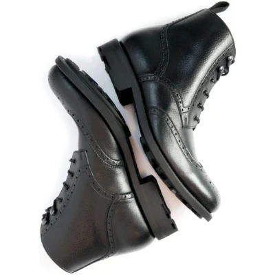 Will's Vegan Store Herren vegan Brogue Stiefel Goodyear Welt Schwarz