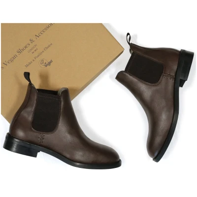 Will's Vegan Store Herren vegan Chelsea Boots Dunkelbraun