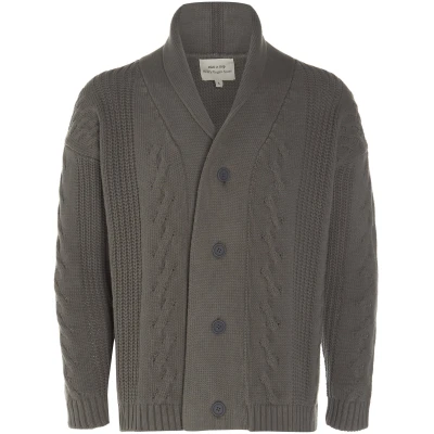 Will's Vegan Store Herren vegan Strickjacke Grobstrick Grau
