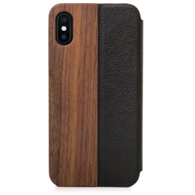 Woodcessories iPhone Hülle EcoFlip Hülle aus Holz mit natürlicher Lederoptik