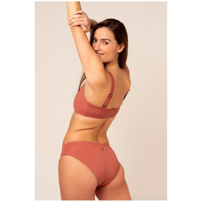Woodlike Damen vegan Bikiniunterteil Ami Hipster Reversible Braun / Grün