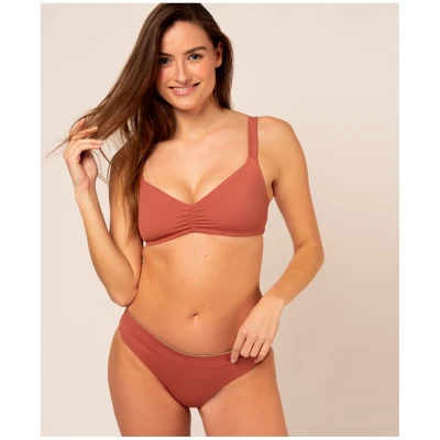 Woodlike Damen vegan Bikiniunterteil Ami Hipster Reversible Braun / Grün