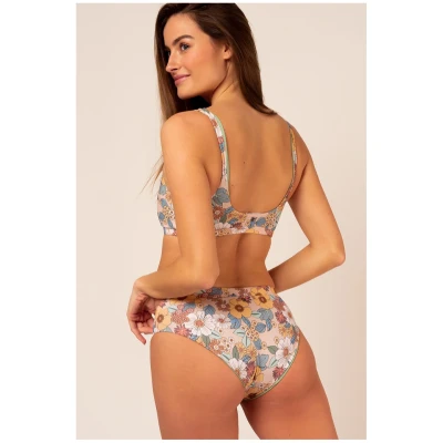 Woodlike Damen vegan Bikiniunterteil Ami Hipster Reversible Floral / Grün