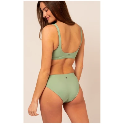 Woodlike Damen vegan Bikiniunterteil Ami Hipster Reversible Grün / Braun