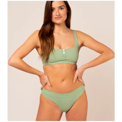Woodlike Damen vegan Bikiniunterteil Ami Hipster Reversible Grün / Braun