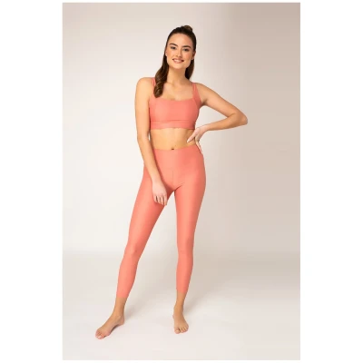 Woodlike Damen vegan Leggings High Waist Pfirsich Orange