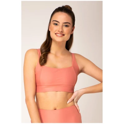 Woodlike Damen vegan Sport-Bh Crop Top Pfirsich Orange