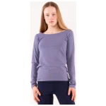 YOIQI Langarmshirt mit weitem Halsausschnitt in hellblau