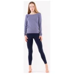 YOIQI Langarmshirt mit weitem Halsausschnitt in hellblau