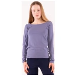 YOIQI Langarmshirt mit weitem Halsausschnitt in hellblau