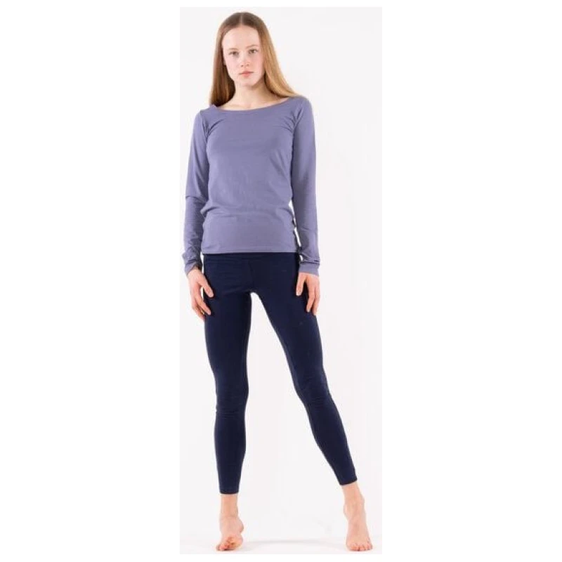 YOIQI Langarmshirt mit weitem Halsausschnitt in hellblau