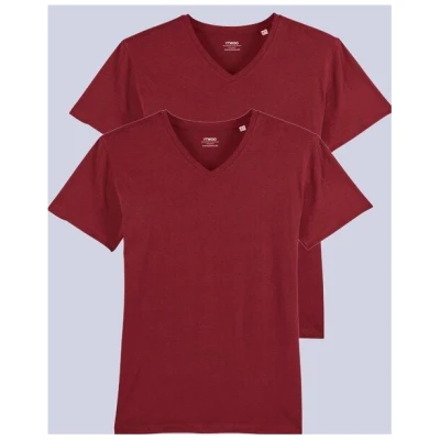 YTWOO 2er Pack Herren T-Shirt mit V-Ausschnitt, Bio-Qualität