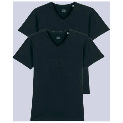 YTWOO 2er Pack Herren T-Shirt mit V-Ausschnitt, Bio-Qualität