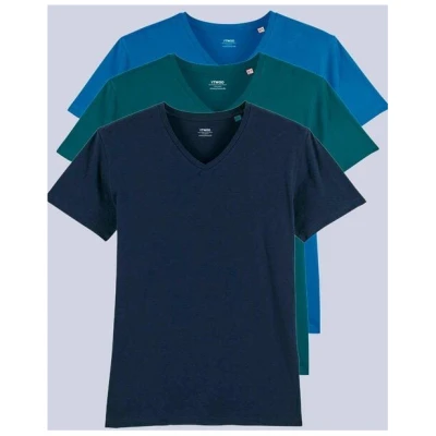 YTWOO 3er Pack Herren T-Shirt mit V-Ausschnitt, Bio-Qualität
