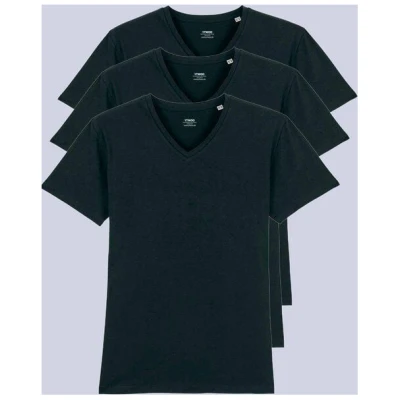 YTWOO 3er Pack Herren T-Shirt mit V-Ausschnitt, Bio-Qualität
