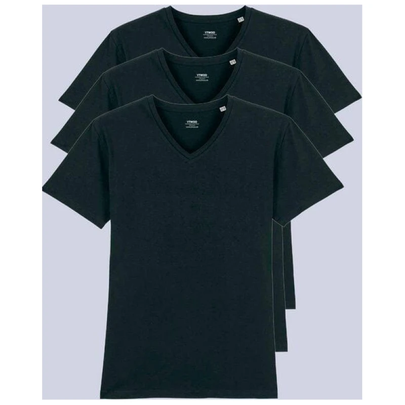 YTWOO 3er Pack Herren T-Shirt mit V-Ausschnitt, Bio-Qualität
