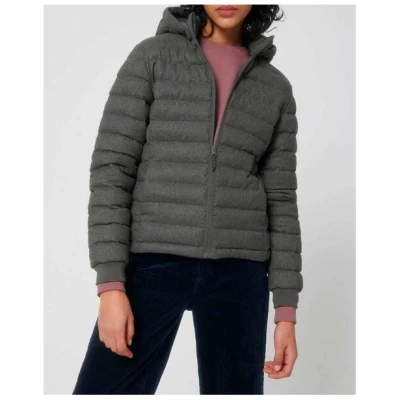 YTWOO Nachhaltige Damen Jacke im Woll-Look, gefüttert, komplett recycelt, Steppjacke